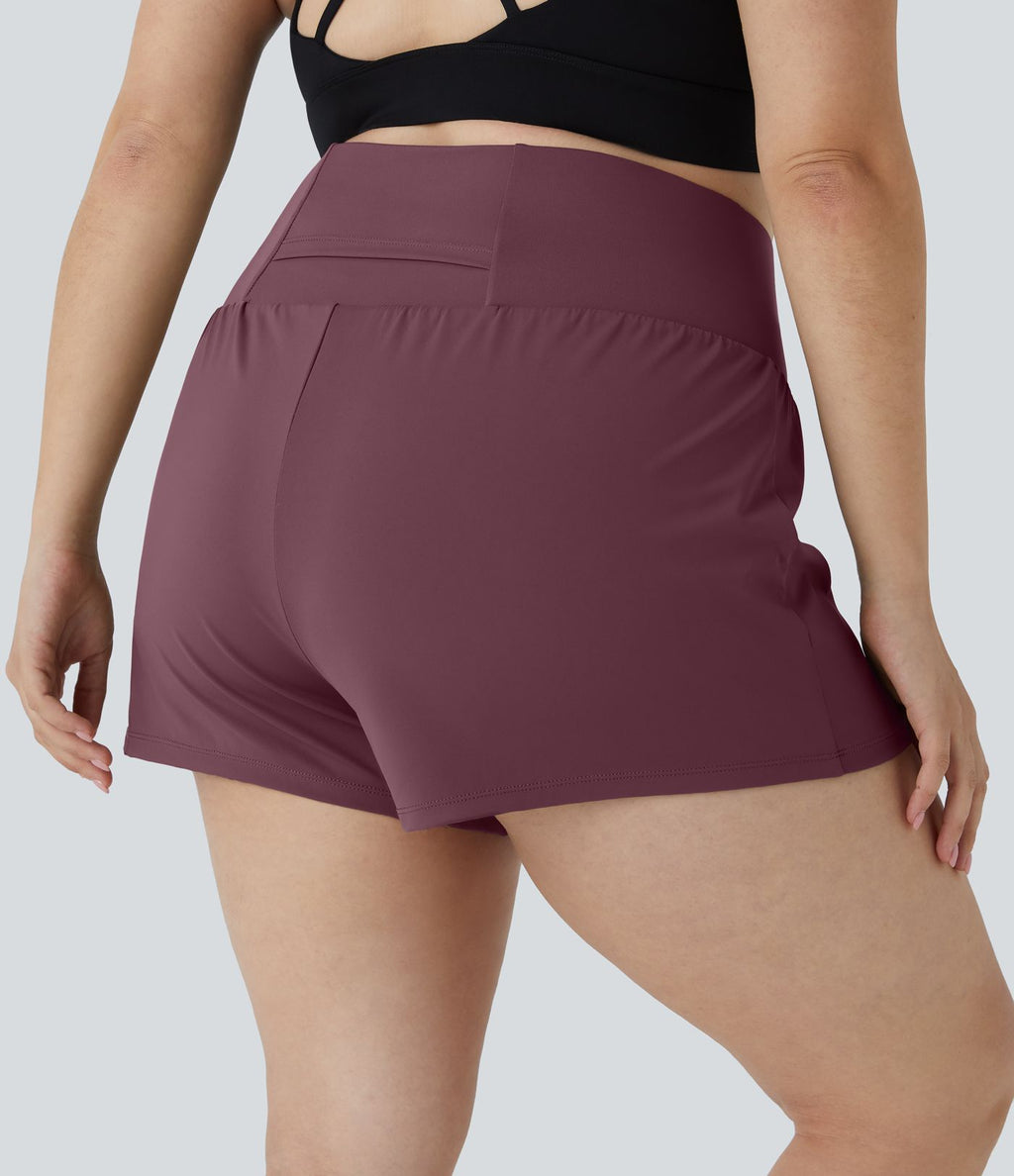 Short 8,8cm Sport Grande Taille 2 en 1 avec Poches Arrière et Poches Latérales Cachées