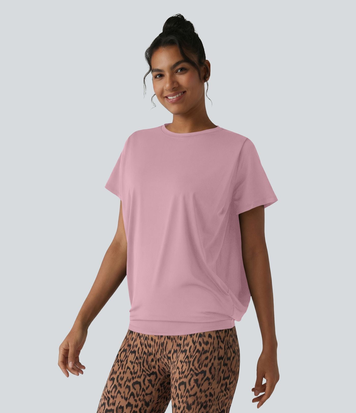 Haut de sport col rond manches courtes effet frais InstantCool avec fronces, protection solaire UPF50+