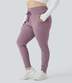 Jogging grande taille SoftlyZero™ Airy taille haute avec cordon de serrage poches latérales longueur complète effet frais InstantCool, protection solaire UPF50+