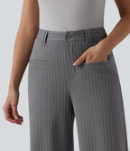 Pantalon Halara Flex™ tailleur large taille mi-haute à rayures à effet frais InstantCool et poches