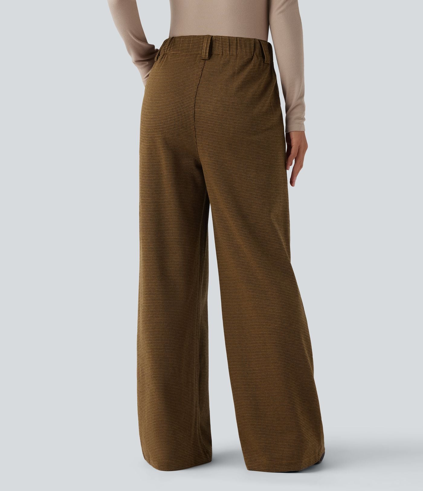 Halara Flex™ Pantalon tailleur baggy pied-de-poule taille haute avec poches
