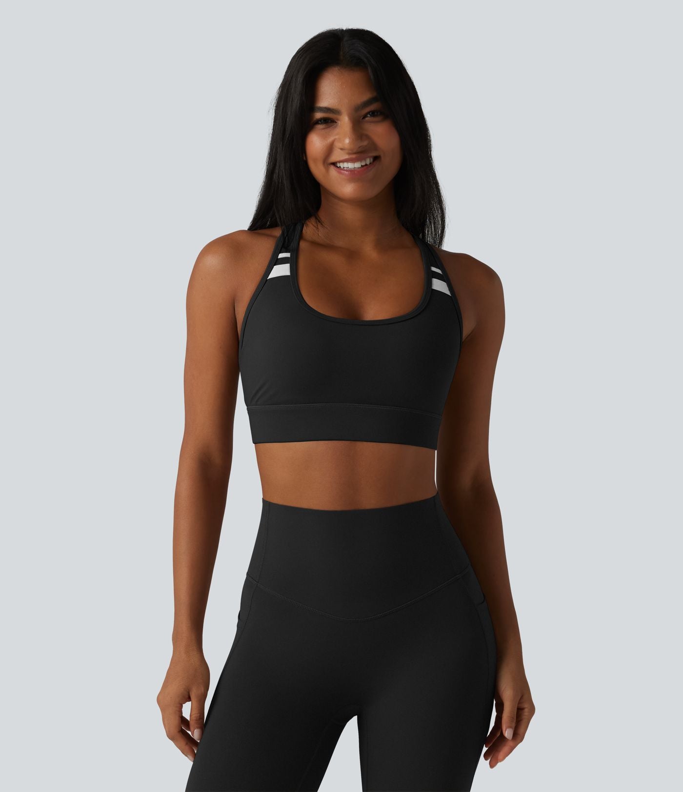 Soutien-gorge de sport Halara UltraSculpt™ à maintien moyen et soutien-gorge intégré dos nageur color block