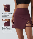 Jupe mini de danse 2-en-1 taille haute à ourlet asymétrique, coupe évasée avec poches