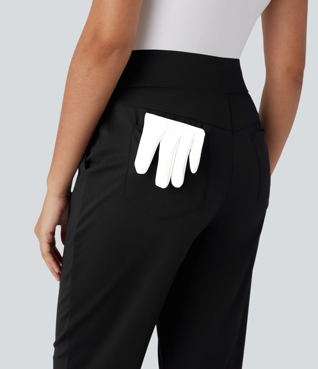 Pantalon de golf séchage rapide, taille mi-haute, avec poches et poche tee, UPF40+
