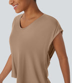 Top de sport running dos nu croisé ourlet asymétrique haut-bas