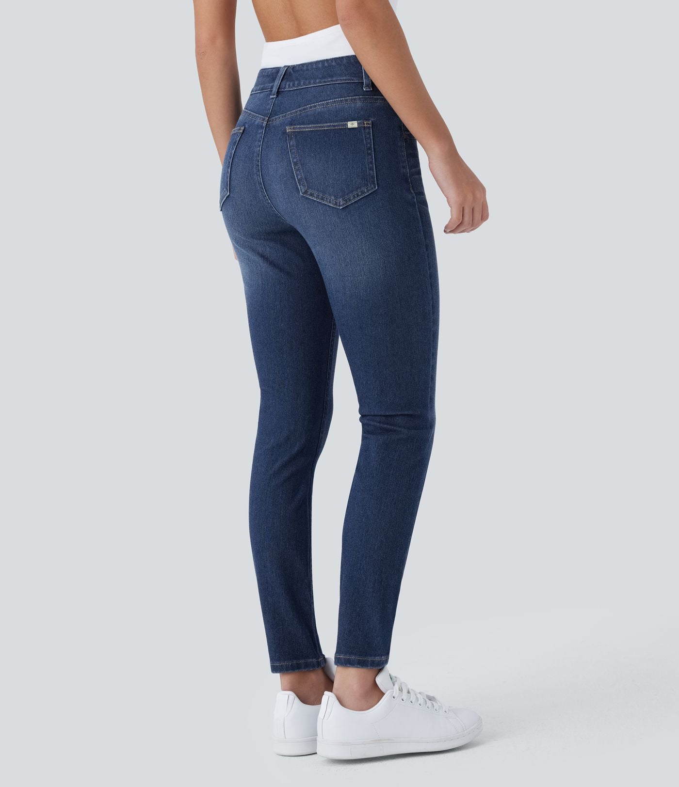 Jean skinny 7/8 décontracté taille mi-haute Halara Flex™ avec poches à enfiler