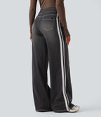 Halara Flex™ Jean large fluide délavé taille haute à rayures avec poches