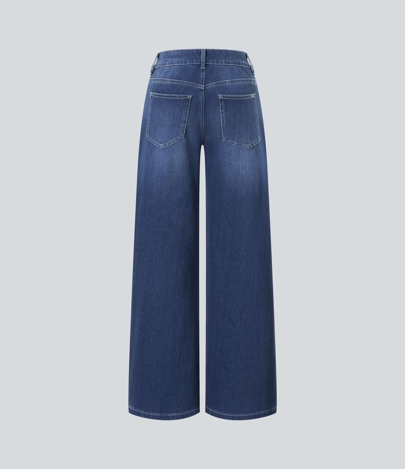 Halara Flex™ Jean Large Casual Taille Basse avec Boutons Zip Multiples Poches Lavés Élastiques et Tricotés
