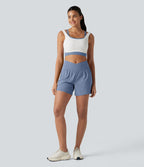 Short de yoga SoftlyZero™ Airy croisé taille haute 2-en-1 effet frais InstantCool 12,5 cm avec poches