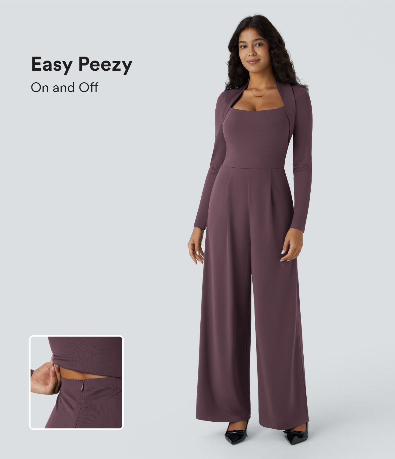 Combinaison de cérémonie à manches longues, coupe large avec poches latérales et zip invisible - Édition Easy Peasy