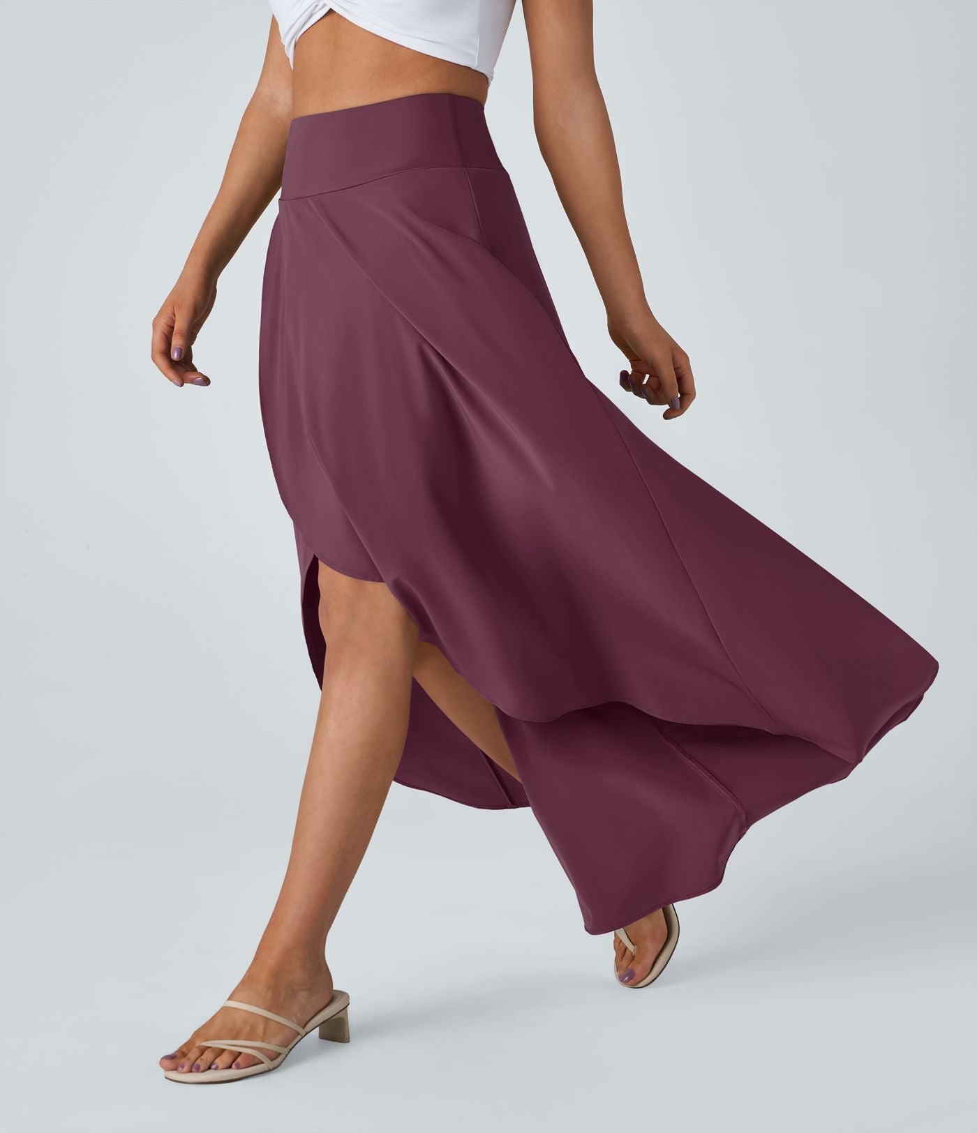 Jupe Longue Casual Breezeful™ Taille Haute à Volants 2en1 Fluide Sèchement Rapide Quotidien Maxi