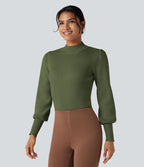 Pull col montant manches bouffantes longues