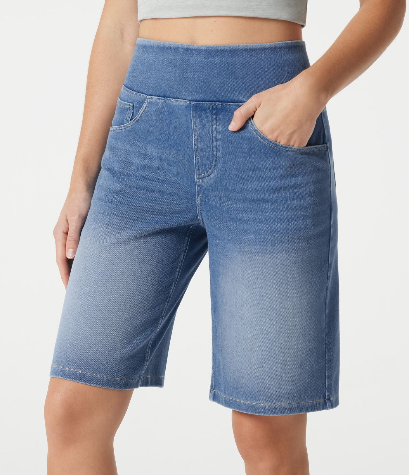 Halara Flex™ Bermuda casual en jean taille haute avec poches
