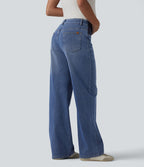 Halara Flex™ Jean droit de maternité décontracté taille mi-haute avec poches