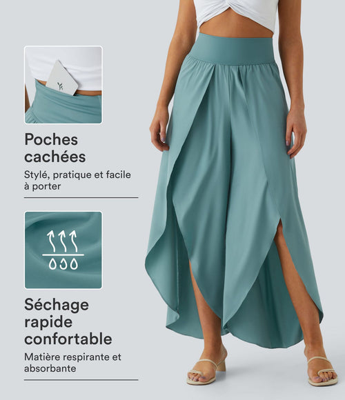 Breezeful™ Pantalon Large Fluide Séchage Rapide Taille Haute Poche Arrière