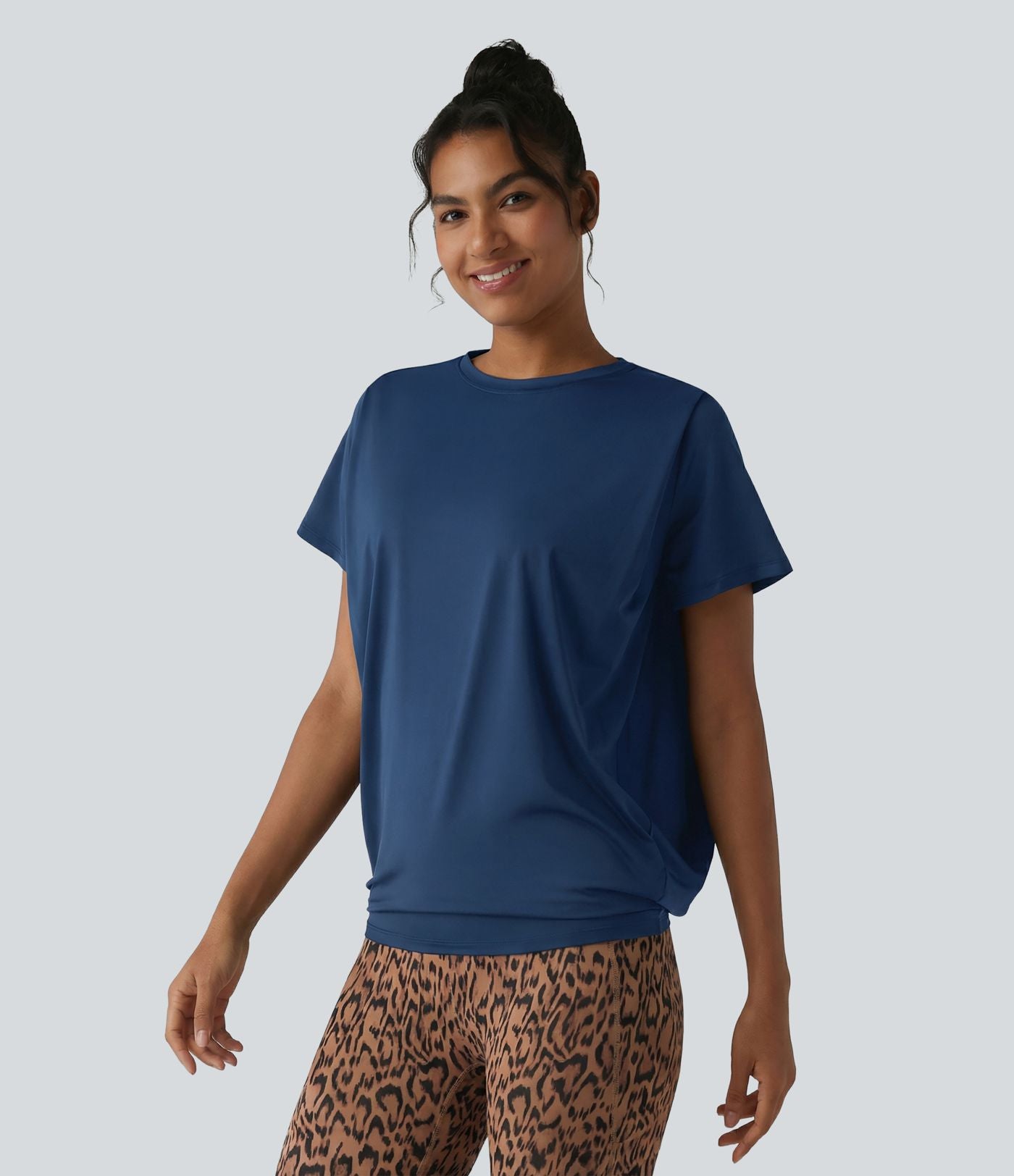 Haut de sport col rond manches courtes effet frais InstantCool avec fronces, protection solaire UPF50+