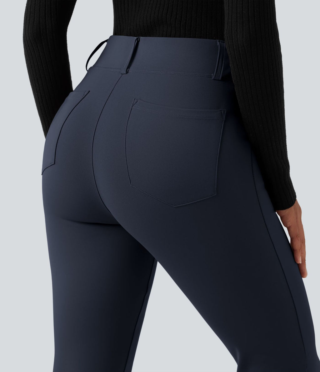Pantalon tailleur évasé taille haute avec poches Halara Flex™