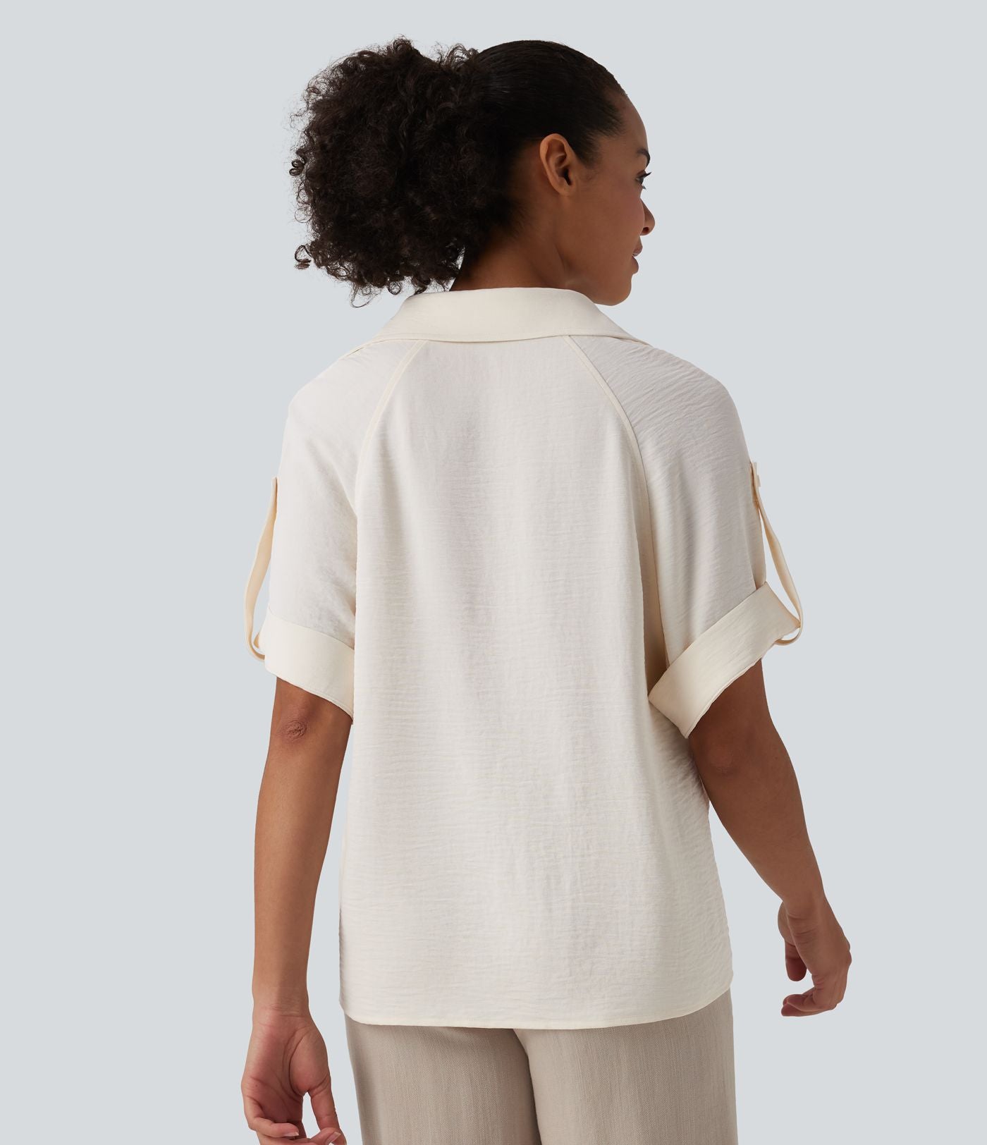 Chemise casual manches courtes aspect lin
