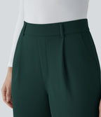Halara Flex™ Pantalon Tailleur Droit à Taille Haute avec Pli Poches Latérales en Crêpe
