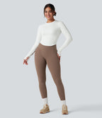 Haut de sport yoga col rond à manches longues avec passants pouces et ourlet arrondi sans couture Seamless Flow