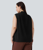Blouse travail grande taille col V sans manches