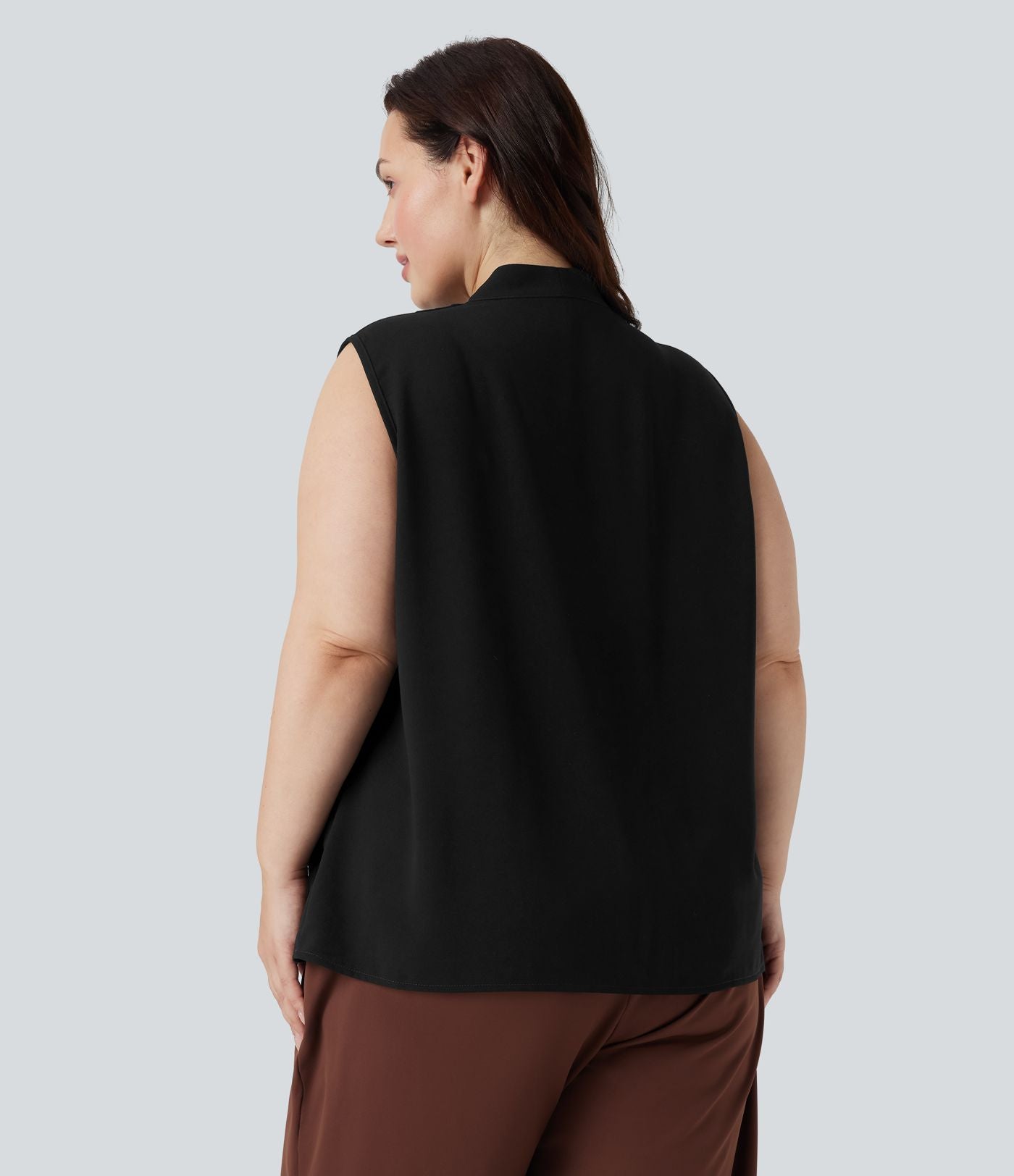 Blouse travail grande taille col V sans manches