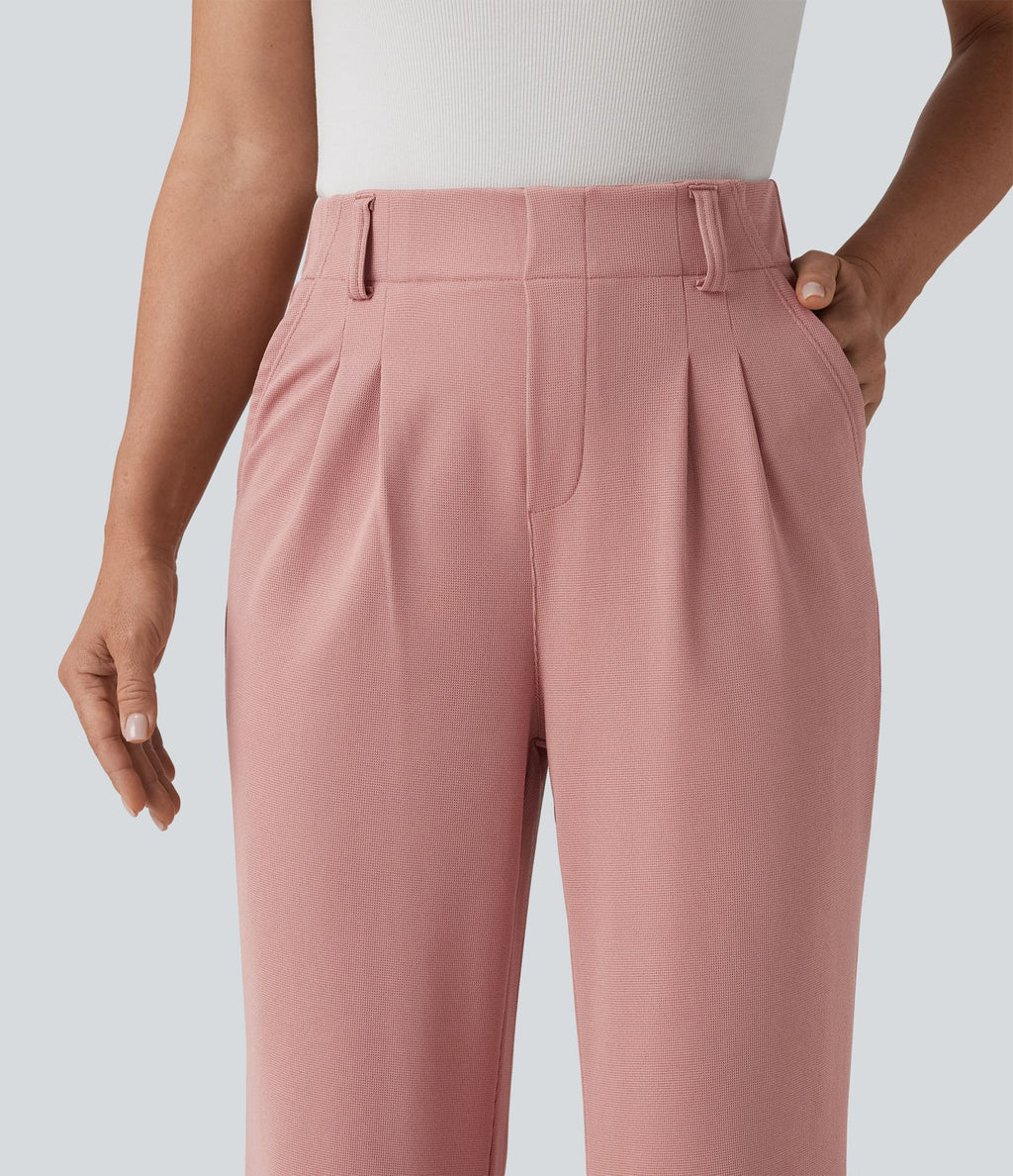 Halara Flex™ Pantalon tailleur évasé gaufré taille haute avec poches