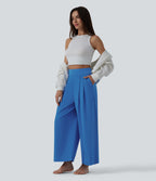 Pantalon large yoga plissé taille haute longueur cheville à séchage rapide Breezeful™ avec poches