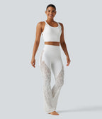 Débardeur de yoga SoftlyZero™ dos nu torsadé avec dentelle contrastée, coussinets amovibles et protection solaire UPF 50+