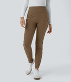 Pantalon taille haute ajusté longueur cheville avec poches décoratives DayStretch