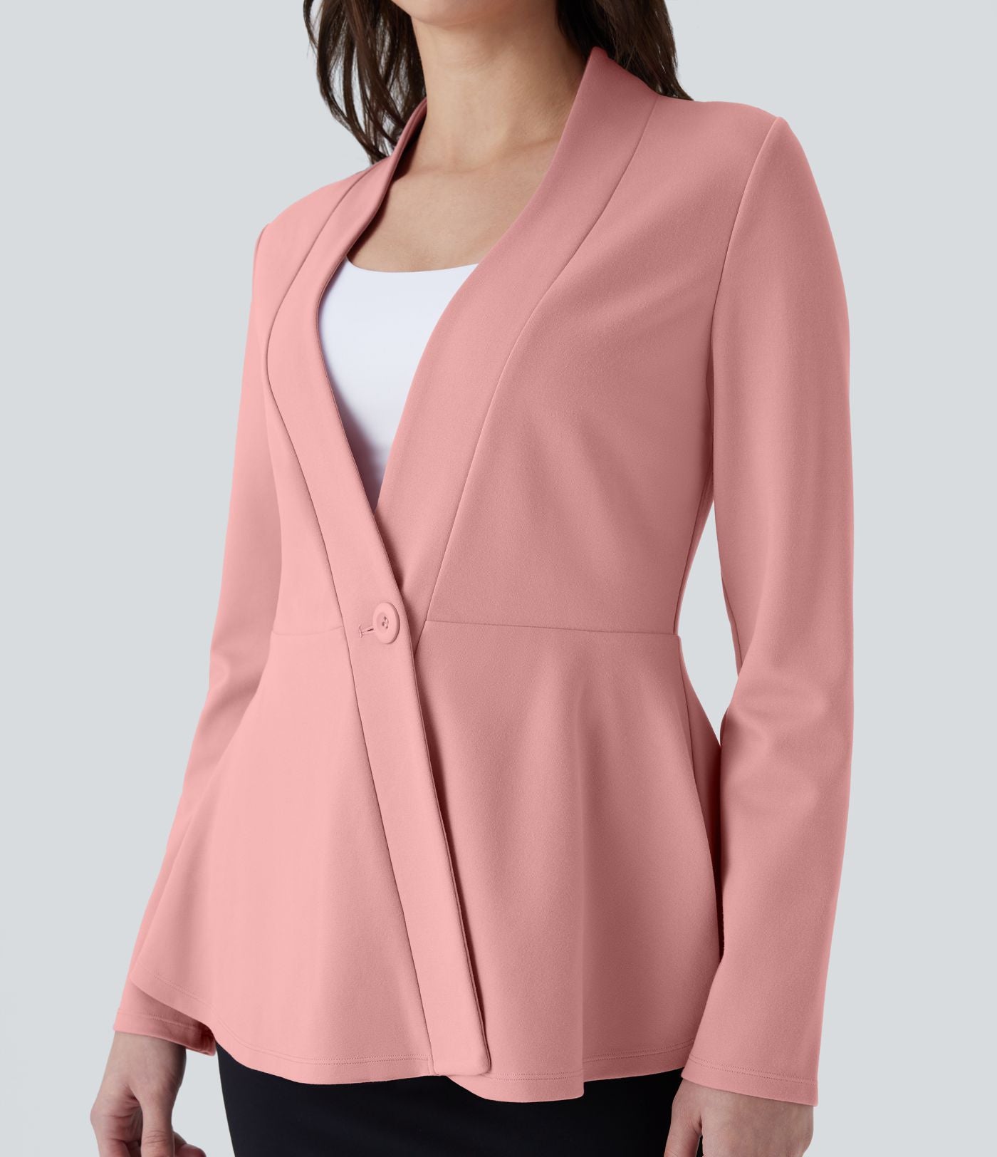 Veste péplum de travail col en V avec un bouton