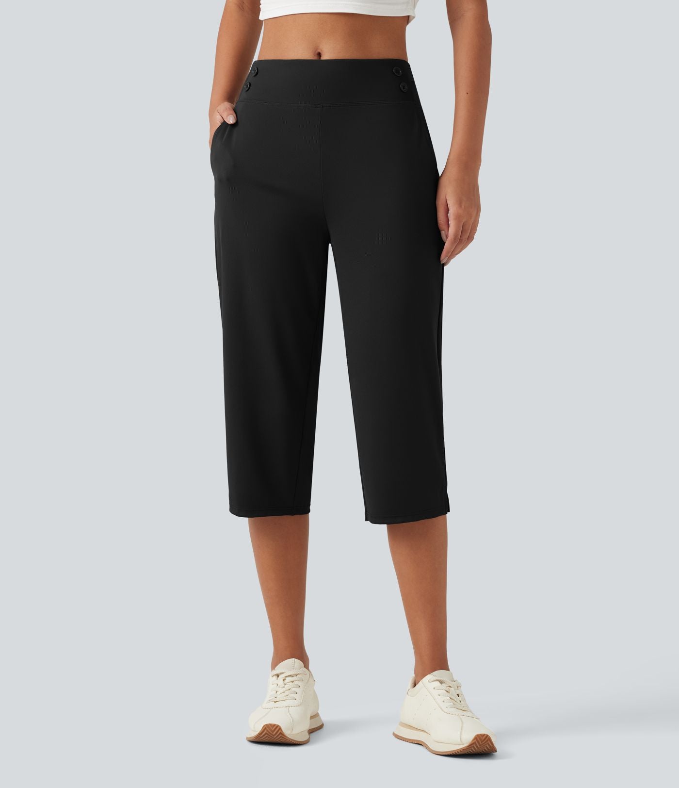Pantalon de golf capri taille mi-haute avec poches, séchage rapide, protection solaire UPF 40+