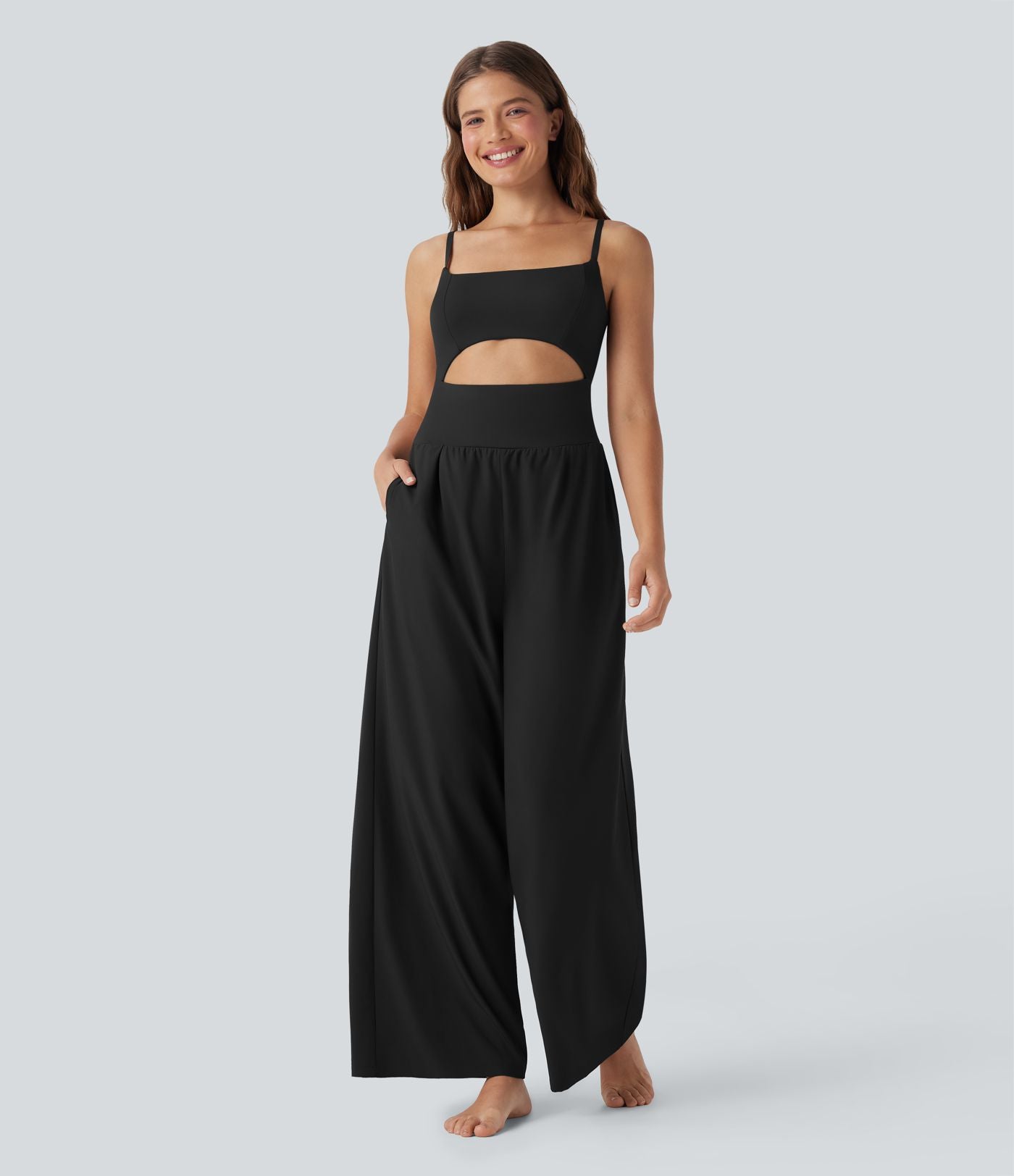 Combinaison yoga Breezeful™ dos nu à découpes séchage rapide avec poches latérales - Édition Easy Peasy