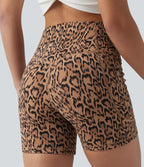Short cycliste d'entraînement Halara UltraSculpt™ taille haute gainant imprimé léopard 12,5 cm avec poches