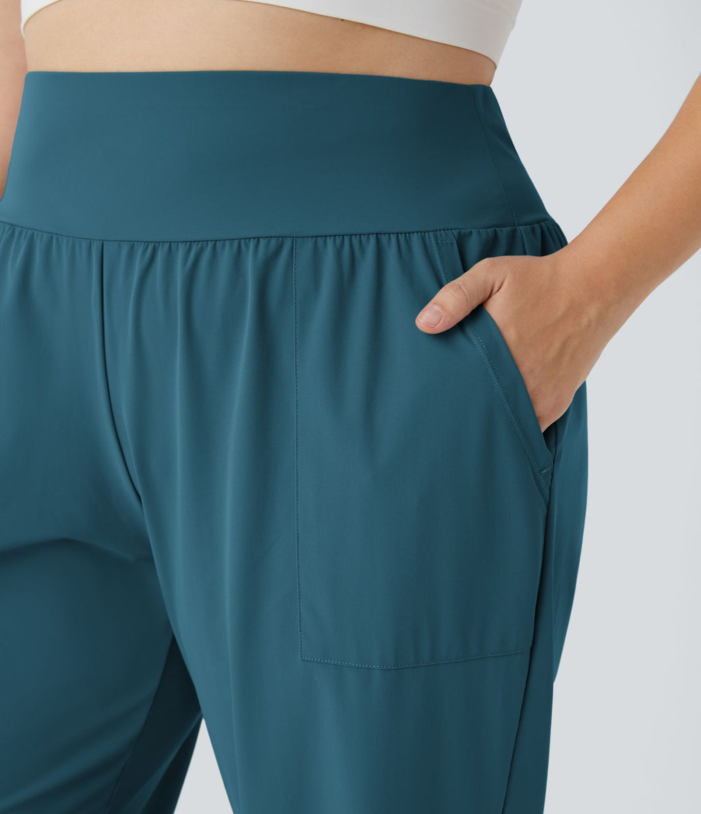 Jogging Yoga Grande Taille Taille Haute avec Poches Latérales Unies
