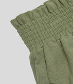 Short Évasés Casual à Taille Haute avec Volants Frisés et Effet Lin