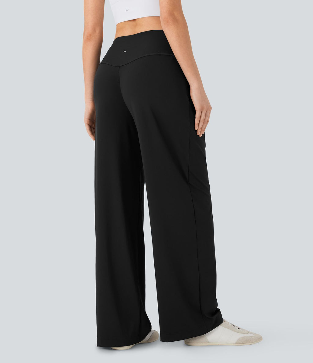 Pantalon de yoga droit gainant taille haute à séchage rapide avec poches SoftlyZero™