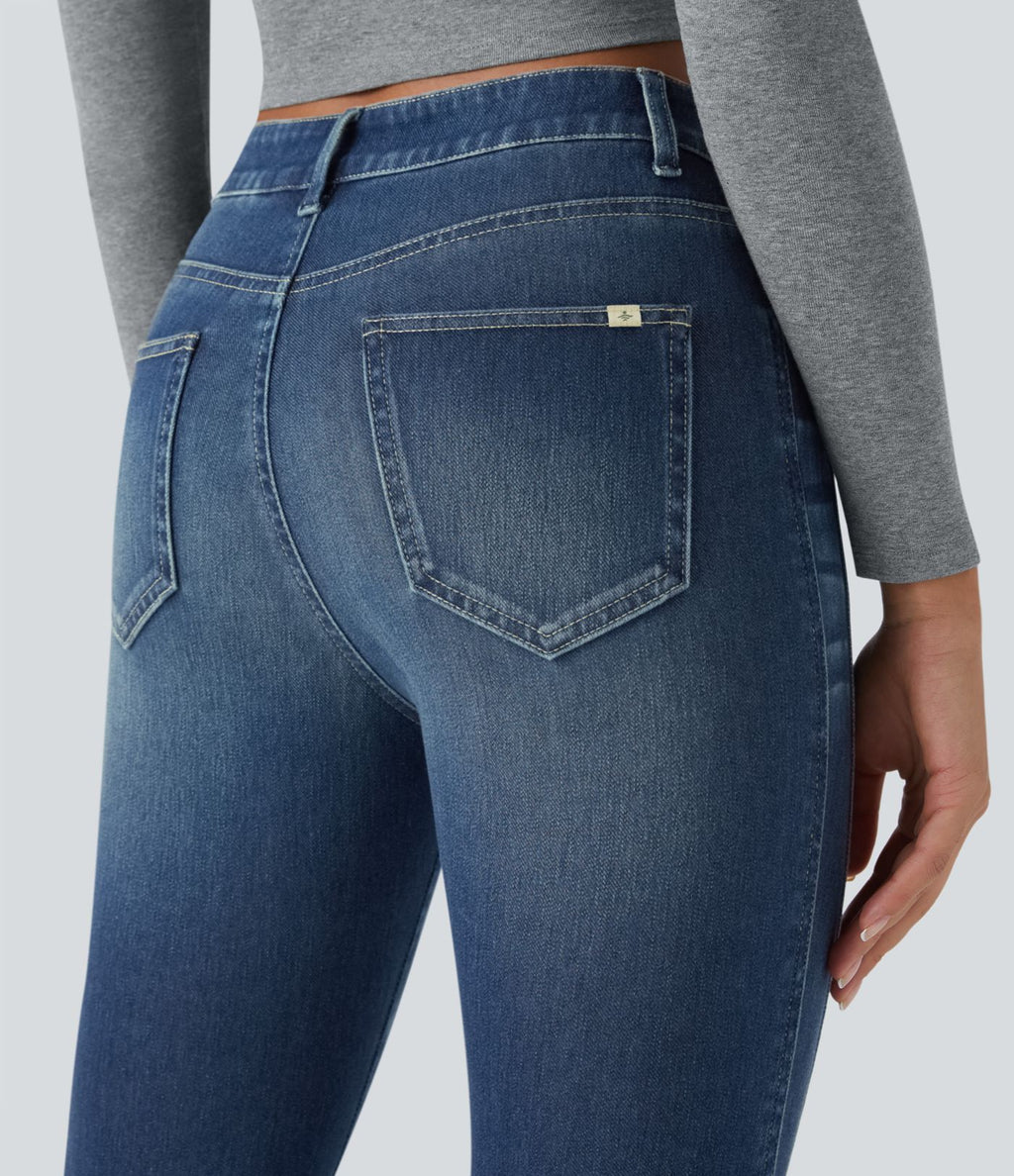 Jean skinny 7/8 décontracté taille basse Halara Flex™ avec poches zippées