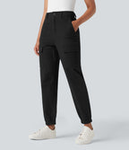 Jogging cargo chino coton taille haute avec poches