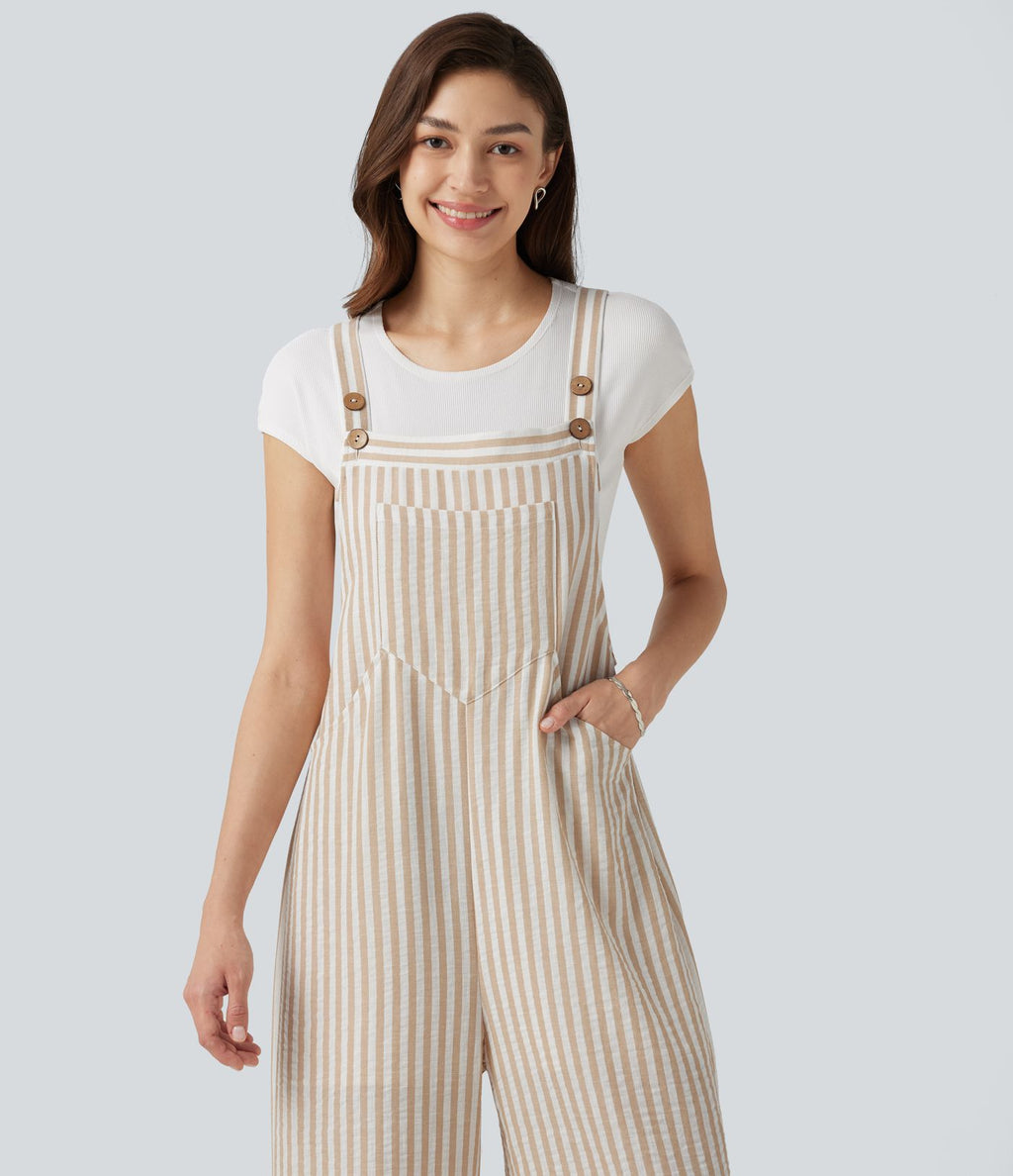 Salopette casual rayée effet lin avec poches
