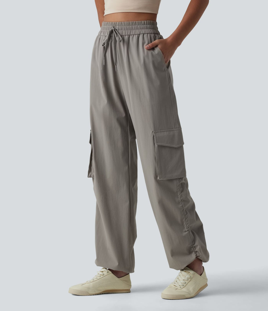 Jogging cargo ample décontracté taille haute avec cordon de serrage avec poches