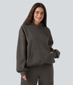 Sweat à capuche en coton molleton manches longues avec poches