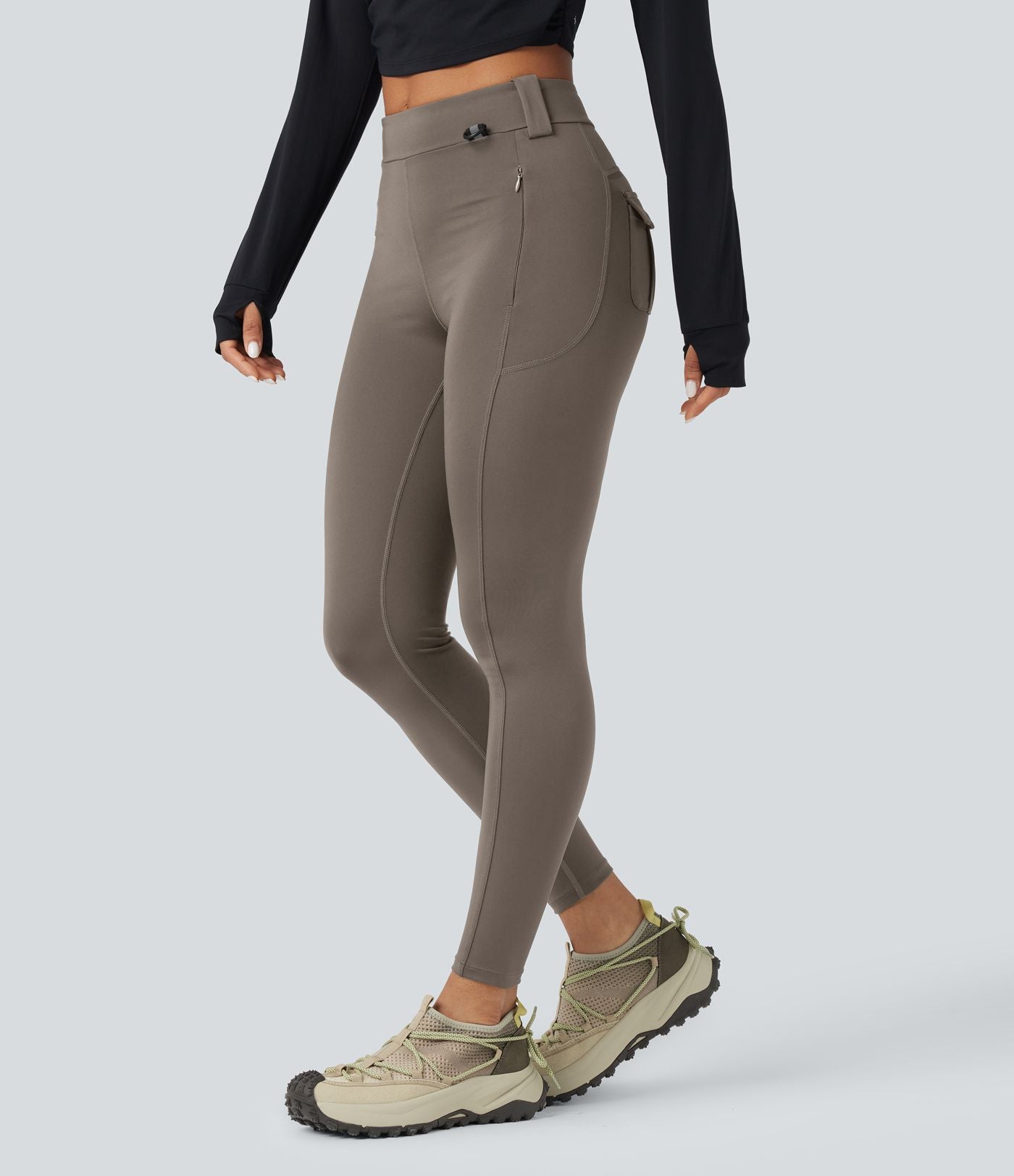 Legging cargo de randonnée résistant à l'usure taille mi-haute avec poches
