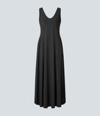 Robe Casual Débardeur Longue Fluide Fendue Dos Nu à Col en U