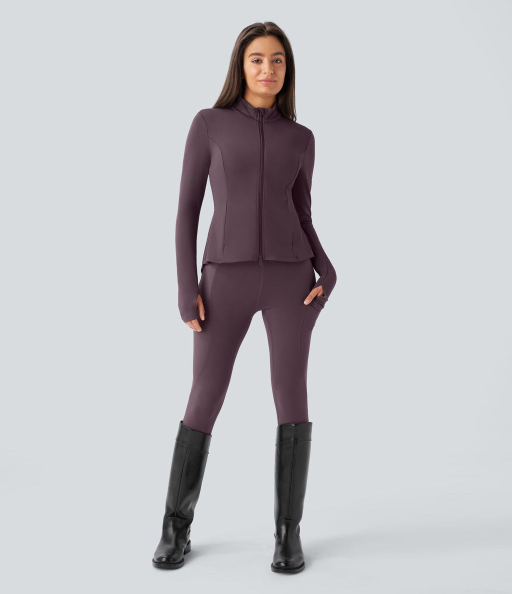 Veste d'équitation ajustée Softlyzero™ avec col montant, passe-pouces, poches, plis et fermeture éclair - Protection UPF50+