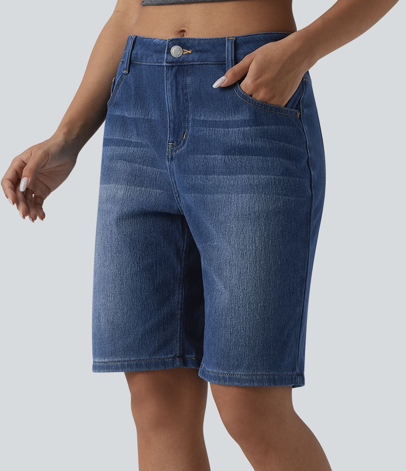 Halara Flex™ Bermuda en denim taille mi-haute avec poches