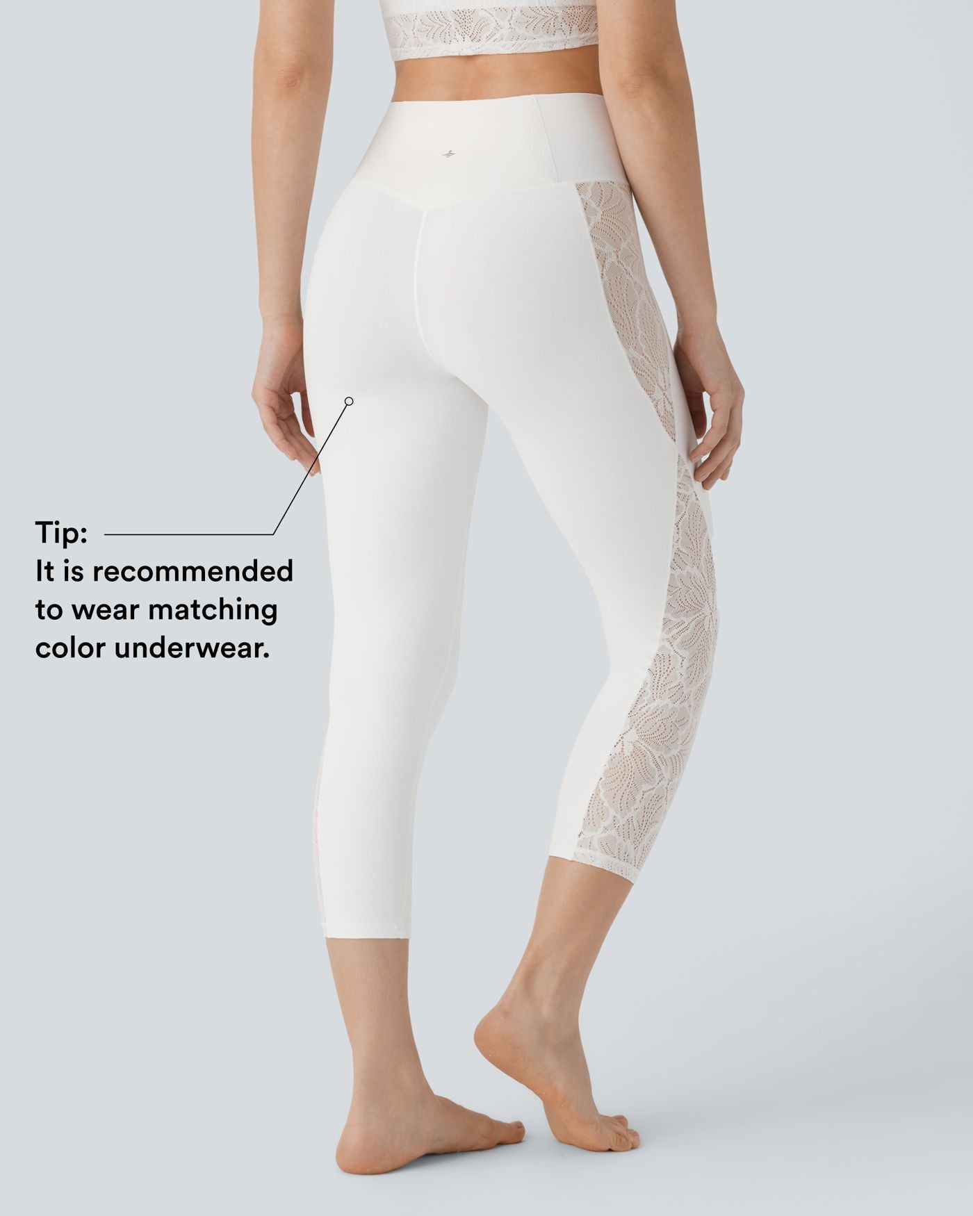 Legging corsaire de yoga taille haute croisé avec dentelle contrastée - Protection UPF50+