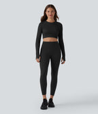OneForm Seamless Flow Top de sport court yoga dos nu à manches longues raglan avec passants pouces