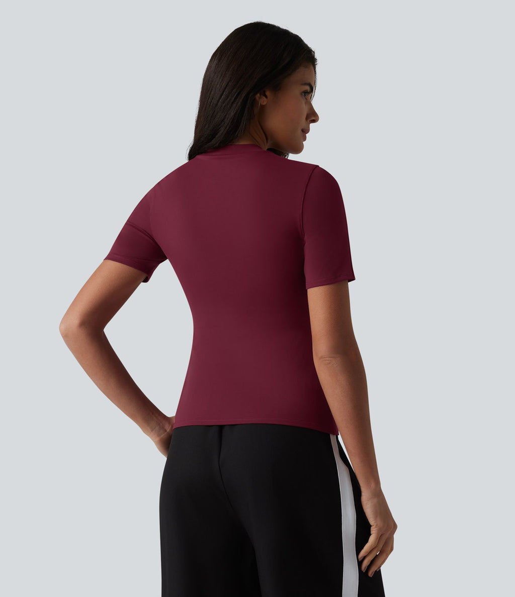 T-shirt col rond manches courtes avec brassière intégrée