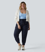 Jogging danse grande taille effet frais InstantCool à taille haute à cordon de serrage froncé et fuselé séchage rapide avec poches, protection solaire UPF40+